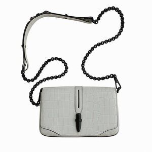 Rag & Bone Enfield Croc Embossed Leather Crossbody Bag Cream Black